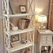 Libreria etagere stile inglese in legno di ciliegio, due cassetti laccata a mano. Arredamento classsico contemporaneo Siena e Firenze. (9)