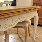 Tavolo provenzale antico in legno rovere con piano parquettato allungabile fine '800 bicolore. Mobili antichi Siena e Firenze (6)