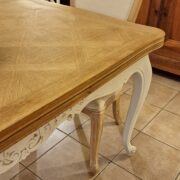 Tavolo provenzale antico in legno rovere con piano parquettato allungabile fine '800 bicolore. Mobili antichi Siena e Firenze (7)