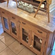 Credenza vetrina in legno di olmo primi '900 in fnitura decapè. Mobili antichi Siena e Firenze (4)